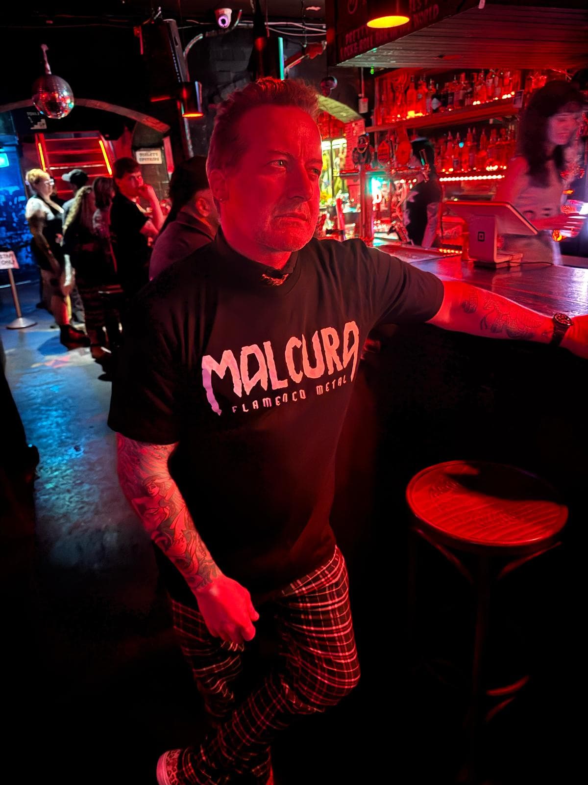 Tre Cool wearing a Malcura t-shirt